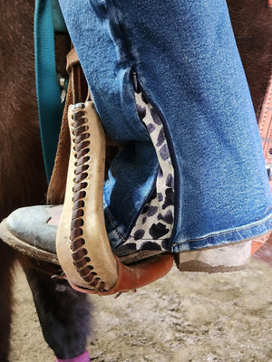 
                  
                    Classic bootcut leopard stonewash jeans
                  
                